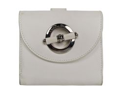 Vintage Dior Flap Wallet,Leather,White,02-LU-0018,2*